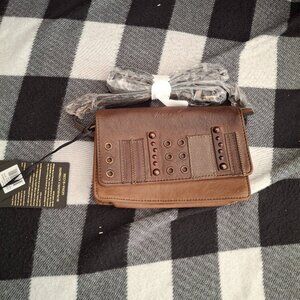Women's Mona B Bronze Vegan Haute Crossbody Purse Shoulder Bag